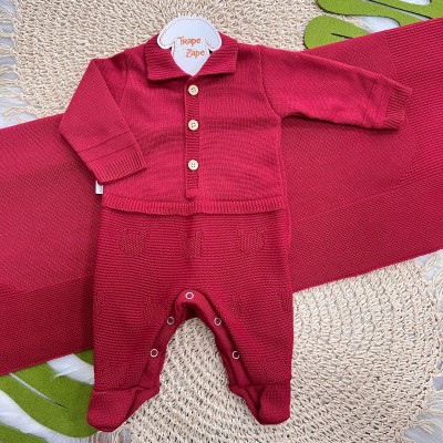 Saída de Maternidade Fofinho - Macacão Ursinhos - Vermelho